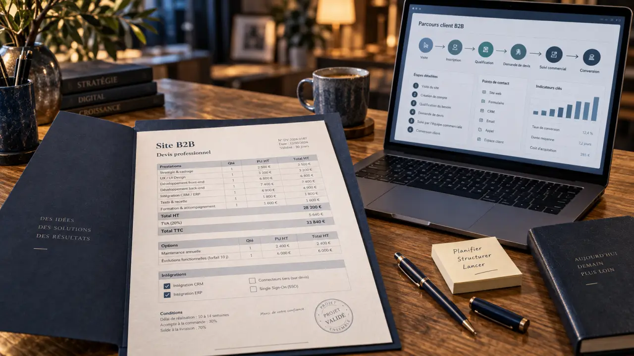 Devis création site B2B : budget et intégration CRM/ERP