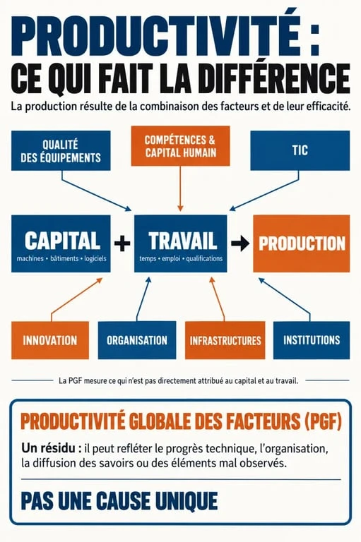 Infographie des facteurs de productivité et de la productivité globale des facteurs