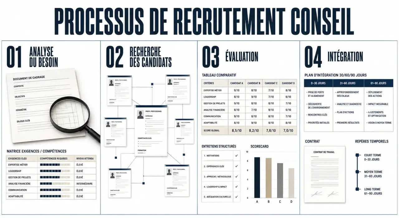 Processus de recrutement conseil en 4 étapes pour sécuriser un recrutement en entreprise
