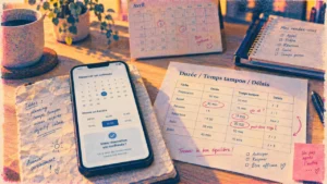 Prise rendez-vous automatisée : smartphone sur écran de réservation