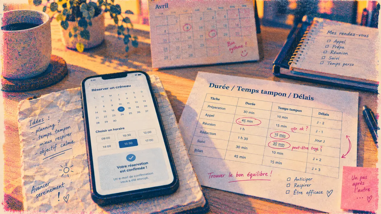 Prise rendez-vous automatisée : smartphone sur écran de réservation