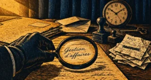 Gestion d'affaires : remboursement selon 4 conditions, dossier et reçus sur table